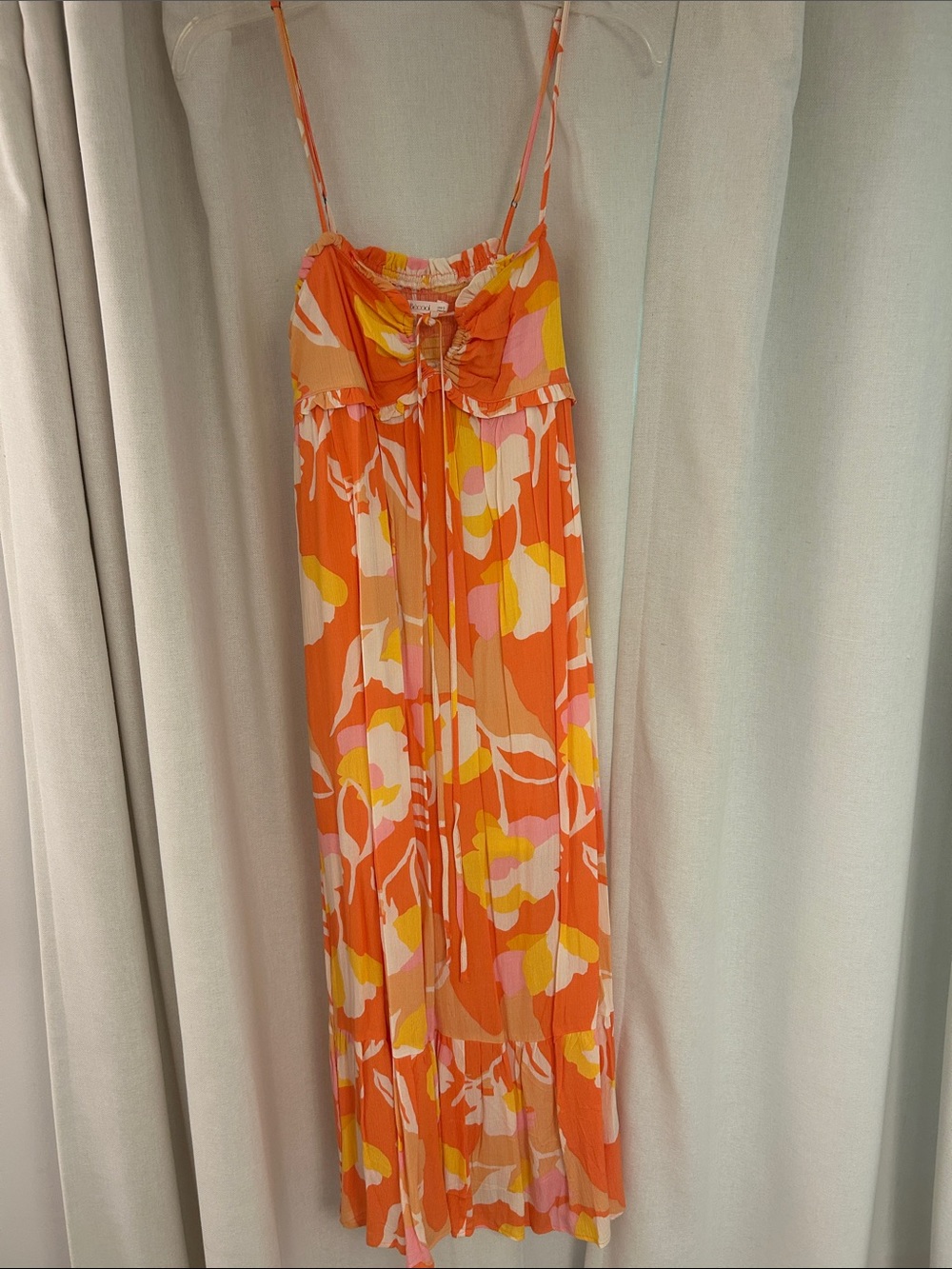 Pink Lily Orange Pink Yellow Floral Maxi Dress